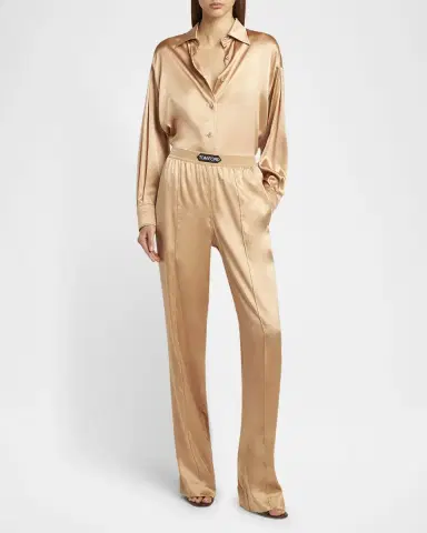 TOM FORD Logo-Banded Silk PJ Pants | Thumbnail 2