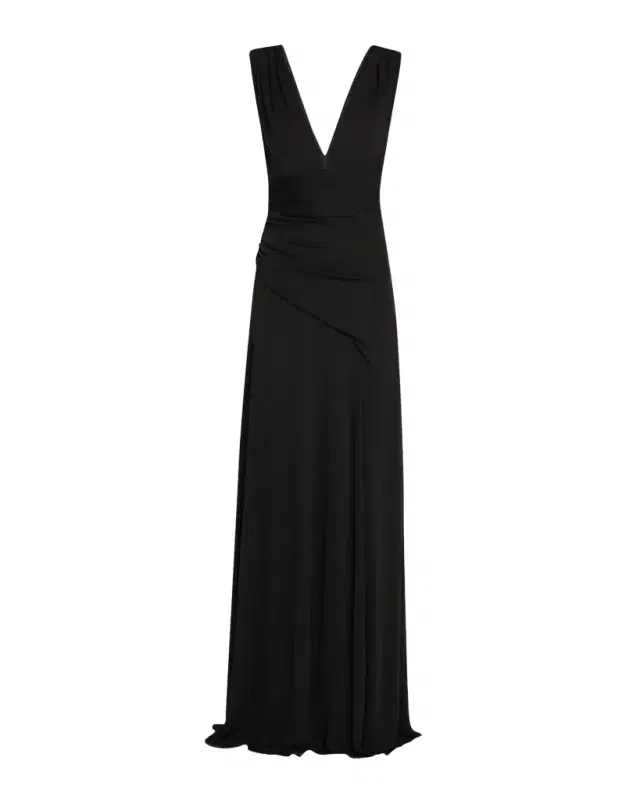 Alessia Plunging Draped Matte Jersey Gown