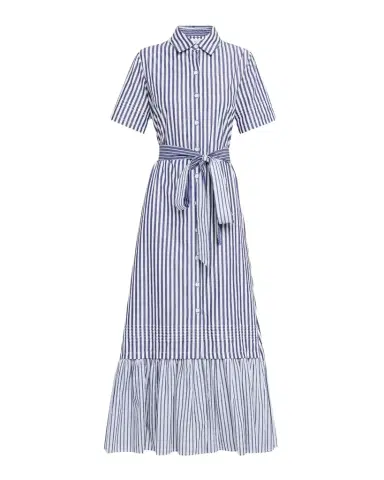 Evi Grintela Melanie Flounce Striped Cotton Midi Shirtdress | Thumbnail 1 Evi Grintela Melanie Flounce Striped Cotton Midi Shirtdress | Thumbnail 1