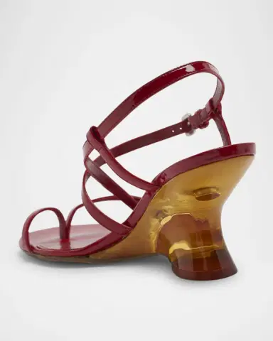 Dries Van Noten Strappy Patent Leather Wedge Sandals | Thumbnail 2