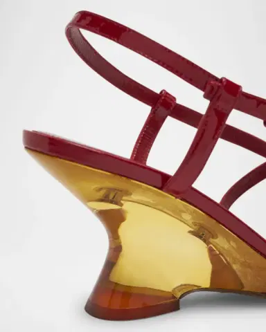 Dries Van Noten Strappy Patent Leather Wedge Sandals | Thumbnail 3