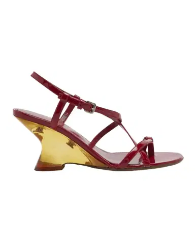 Dries Van Noten Strappy Patent Leather Wedge Sandals | Thumbnail 1