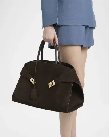 Ferragamo Hug Suede Corduroy Top-Handle Bag | Thumbnail 2