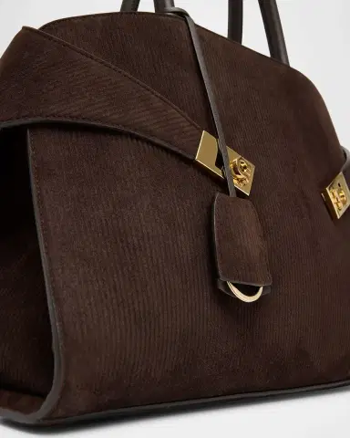 Ferragamo Hug Suede Corduroy Top-Handle Bag | Thumbnail 6
