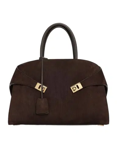 Ferragamo Hug Suede Corduroy Top-Handle Bag | Thumbnail 1