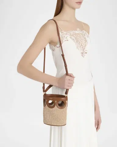Ferragamo Gancini Frame Raffia Bucket Bag | Thumbnail 2 Ferragamo Gancini Frame Raffia Bucket Bag | Thumbnail 2