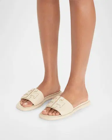Tory Burch Double T Leather Medallion Slide Sandals | Thumbnail 2