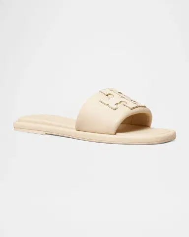 Tory Burch Double T Leather Medallion Slide Sandals | Thumbnail 3