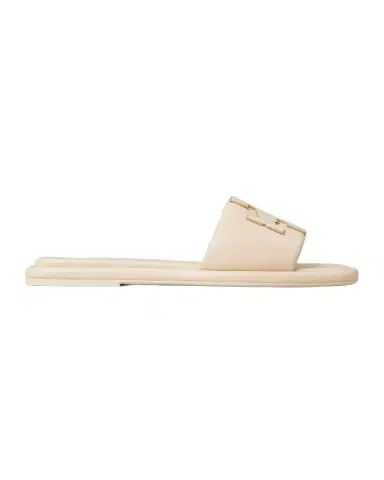 Tory Burch Double T Leather Medallion Slide Sandals | Thumbnail 1