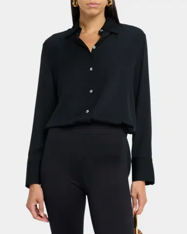 Vince Classic Button-Front Blouse | Thumbnail 4