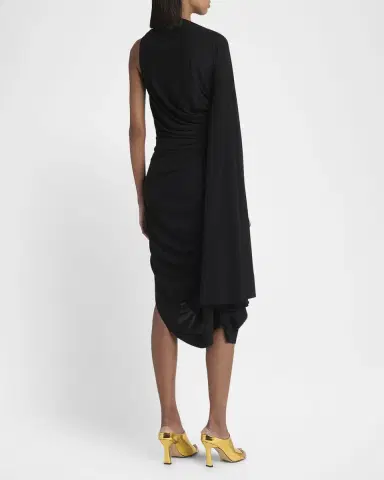 Bottega Veneta Frog Draped Matte Viscose Jersey Cape Dress | Thumbnail 3 Bottega Veneta Frog Draped Matte Viscose Jersey Cape Dress | Thumbnail 3