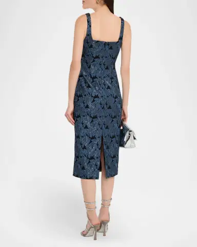 Aidan Mattox Sleeveless Floral Stretch Jacquard Midi Dress | Thumbnail 3 Aidan Mattox Sleeveless Floral Stretch Jacquard Midi Dress | Thumbnail 3