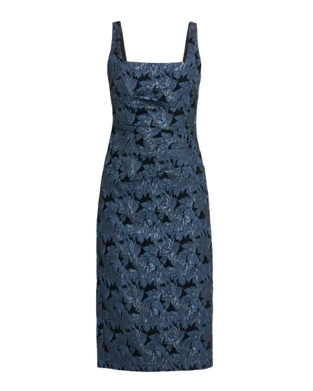 Aidan Mattox Sleeveless Floral Stretch Jacquard Midi Dress