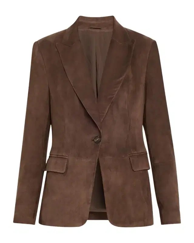 Brunello Cucinelli Suede Single-Breasted Blazer Jacket