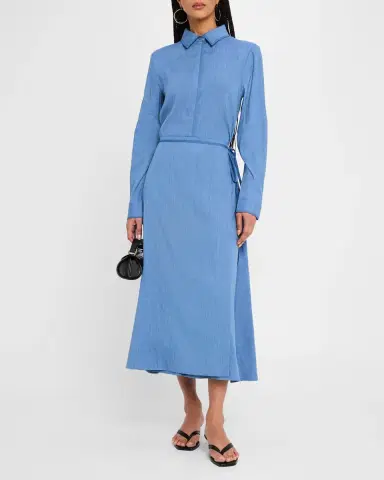 Proenza Schouler White Label Lato Wrap Dress in Linen Slub | Thumbnail 2