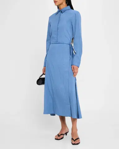 Proenza Schouler White Label Lato Wrap Dress in Linen Slub | Thumbnail 4