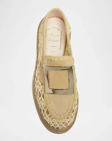 Roger Vivier Viv Rangers Braided Raffia Loafers | Thumbnail 4