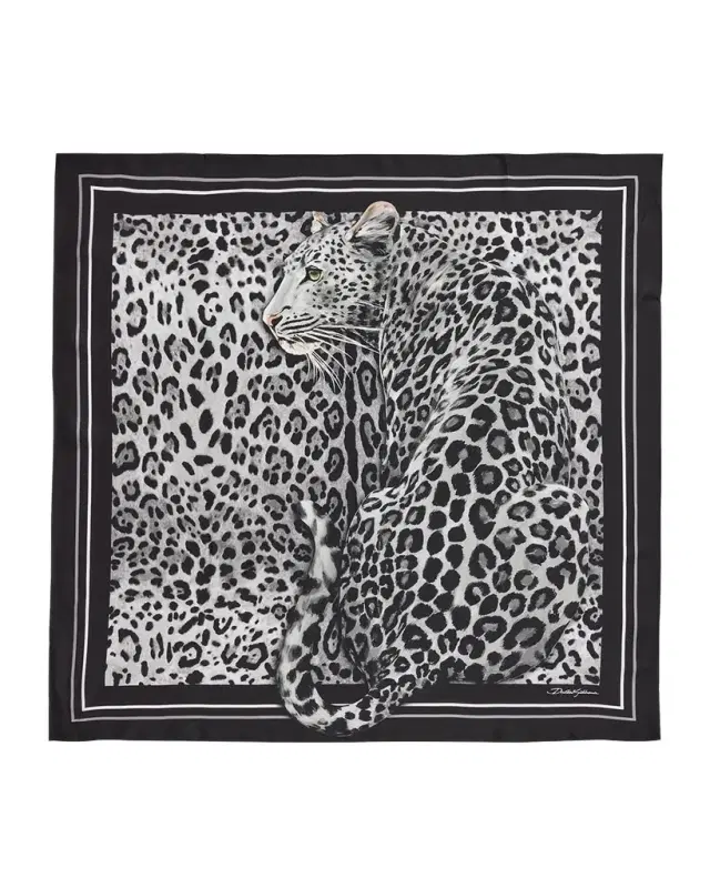 Leopard-Print Silk Twill Foulard Scarf