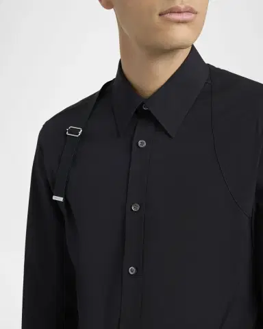 McQueen Men's Logo-Tape Harness Dress Shirt | Thumbnail 5