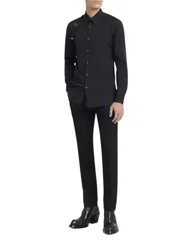 McQueen Men's Logo-Tape Harness Dress Shirt | Thumbnail 1