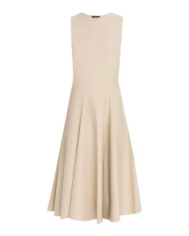 Sleeveless Tech Cotton Taffeta Midi Dress