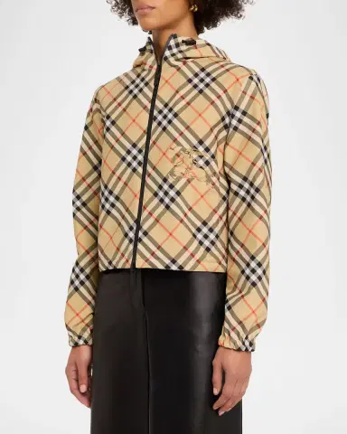 Burberry Reversible Check Crop Zip Jacket | Thumbnail 4 Burberry Reversible Check Crop Zip Jacket | Thumbnail 4