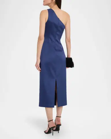 Aidan Mattox One-Shoulder Stretch Mikado Midi Dress | Thumbnail 3 Aidan Mattox One-Shoulder Stretch Mikado Midi Dress | Thumbnail 3