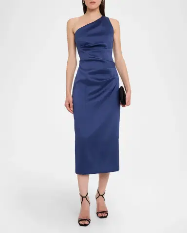 Aidan Mattox One-Shoulder Stretch Mikado Midi Dress | Thumbnail 4 Aidan Mattox One-Shoulder Stretch Mikado Midi Dress | Thumbnail 4