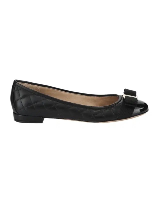 Ferragamo Varina Quilted Bow Ballet Flats
