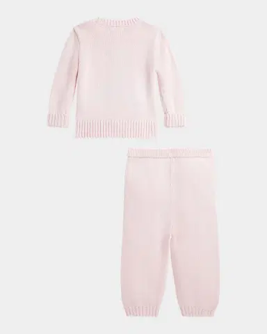 Polo Ralph Lauren Girl's Flag Bear Intarsia Knit Sweater and Pants Set, Size 3M-24M | Thumbnail 2