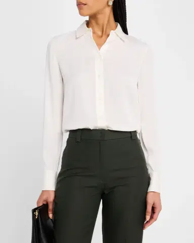 Vince Classic Button-Front Blouse | Thumbnail 4