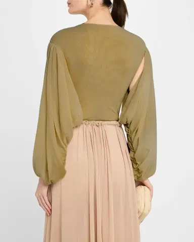 Philosophy di Lorenzo Serafini Plunging Gathered Long-Sleeve Bodysuit | Thumbnail 3 Philosophy di Lorenzo Serafini Plunging Gathered Long-Sleeve Bodysuit | Thumbnail 3