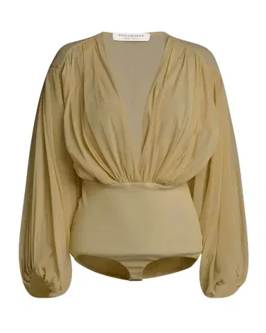 Philosophy di Lorenzo Serafini Plunging Gathered Long-Sleeve Bodysuit | Thumbnail 1 Philosophy di Lorenzo Serafini Plunging Gathered Long-Sleeve Bodysuit | Thumbnail 1