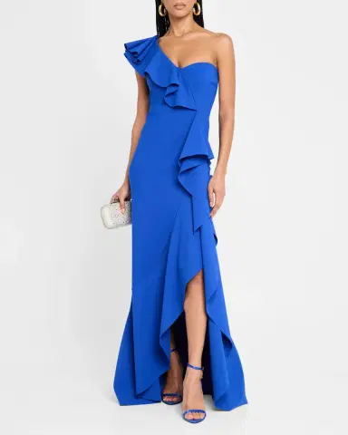 Chiara Boni La Petite Robe Kafu One-Shoulder Ruffle Gown | Thumbnail 2