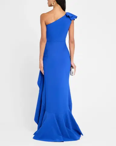 Chiara Boni La Petite Robe Kafu One-Shoulder Ruffle Gown | Thumbnail 3