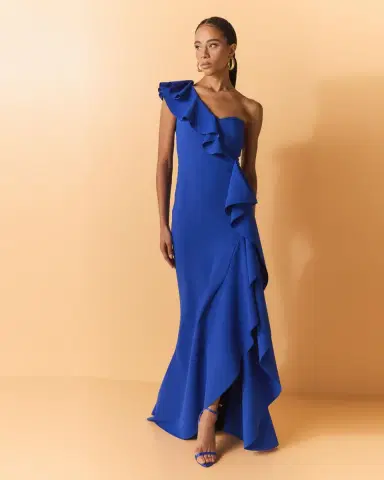 Chiara Boni La Petite Robe Kafu One-Shoulder Ruffle Gown | Thumbnail 5