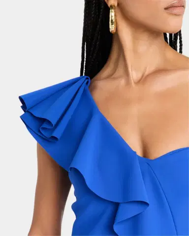 Chiara Boni La Petite Robe Kafu One-Shoulder Ruffle Gown | Thumbnail 6