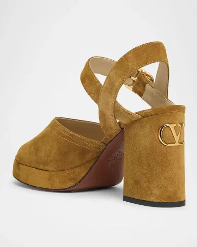 Valentino Garavani Fawcette VLogo Suede Platform Sandals | Thumbnail 2 Valentino Garavani Fawcette VLogo Suede Platform Sandals | Thumbnail 2