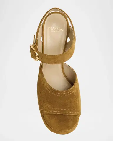 Valentino Garavani Fawcette VLogo Suede Platform Sandals | Thumbnail 4 Valentino Garavani Fawcette VLogo Suede Platform Sandals | Thumbnail 4