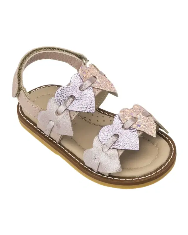 Elephantito Girl 's Cuore Heart Leather Sandals, Kids