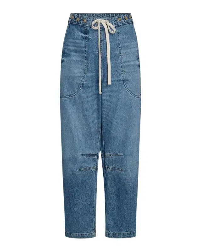 Jetties Beach Drawstring Barrel-Leg Jeans