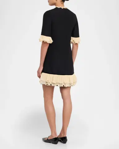 Valentino Garavani Ruffle Silk Crepe Mini Dress | Thumbnail 3 Valentino Garavani Ruffle Silk Crepe Mini Dress | Thumbnail 3