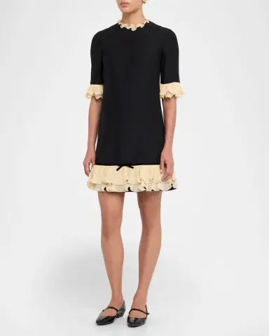 Valentino Garavani Ruffle Silk Crepe Mini Dress | Thumbnail 4 Valentino Garavani Ruffle Silk Crepe Mini Dress | Thumbnail 4