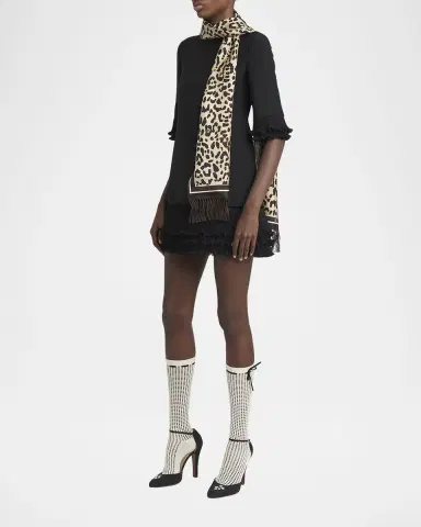 Valentino Garavani Animal Twill Fringe Scarf | Thumbnail 2