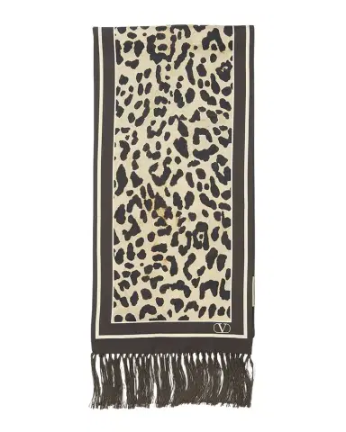 Valentino Garavani Animal Twill Fringe Scarf | Thumbnail 1