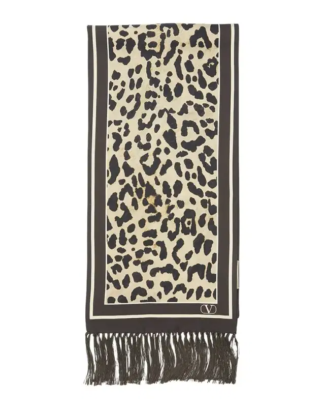 Animal Twill Fringe Scarf