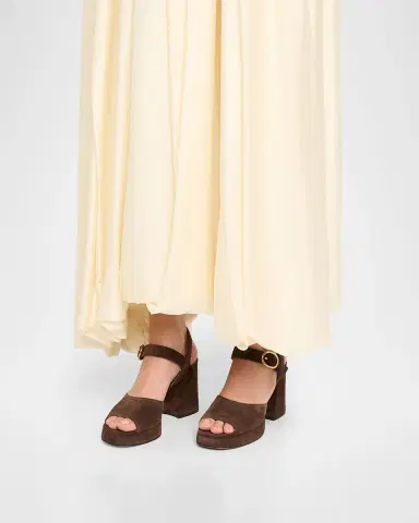 Valentino Garavani Fawcette VLogo Suede Platform Sandals | Thumbnail 2