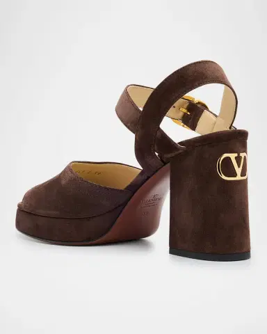 Valentino Garavani Fawcette VLogo Suede Platform Sandals | Thumbnail 4