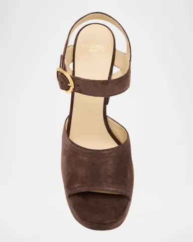 Valentino Garavani Fawcette VLogo Suede Platform Sandals | Thumbnail 6