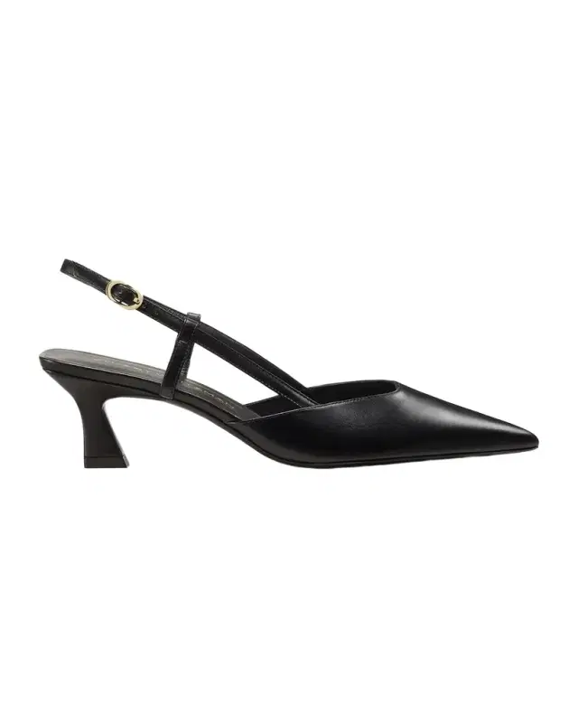 Stuart Weitzman Vinnie Leather Kitten Slingback Pumps